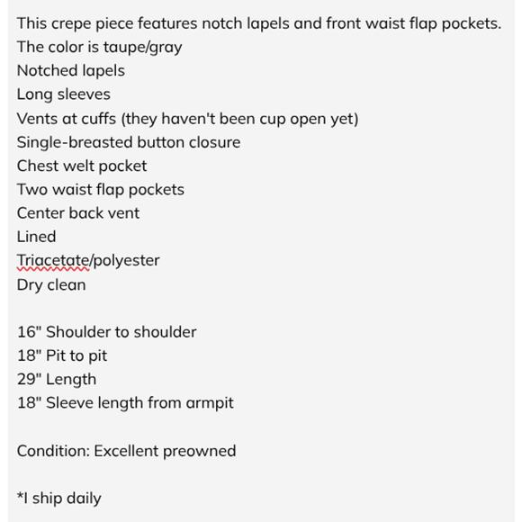 Theory SZ 8 Fitted Single Button Blazer Modern Crepe 2 Triacetate/polyester $495 - Picture 7 of 7